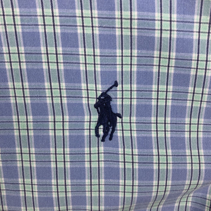 Ralph Lauren BLAKE short sleeve button down check shirt, men's size L cotton blue type Vintage Second Hand