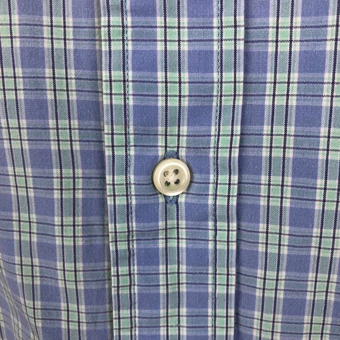 Ralph Lauren BLAKE short sleeve button down check shirt, men's size L cotton blue type Vintage Second Hand