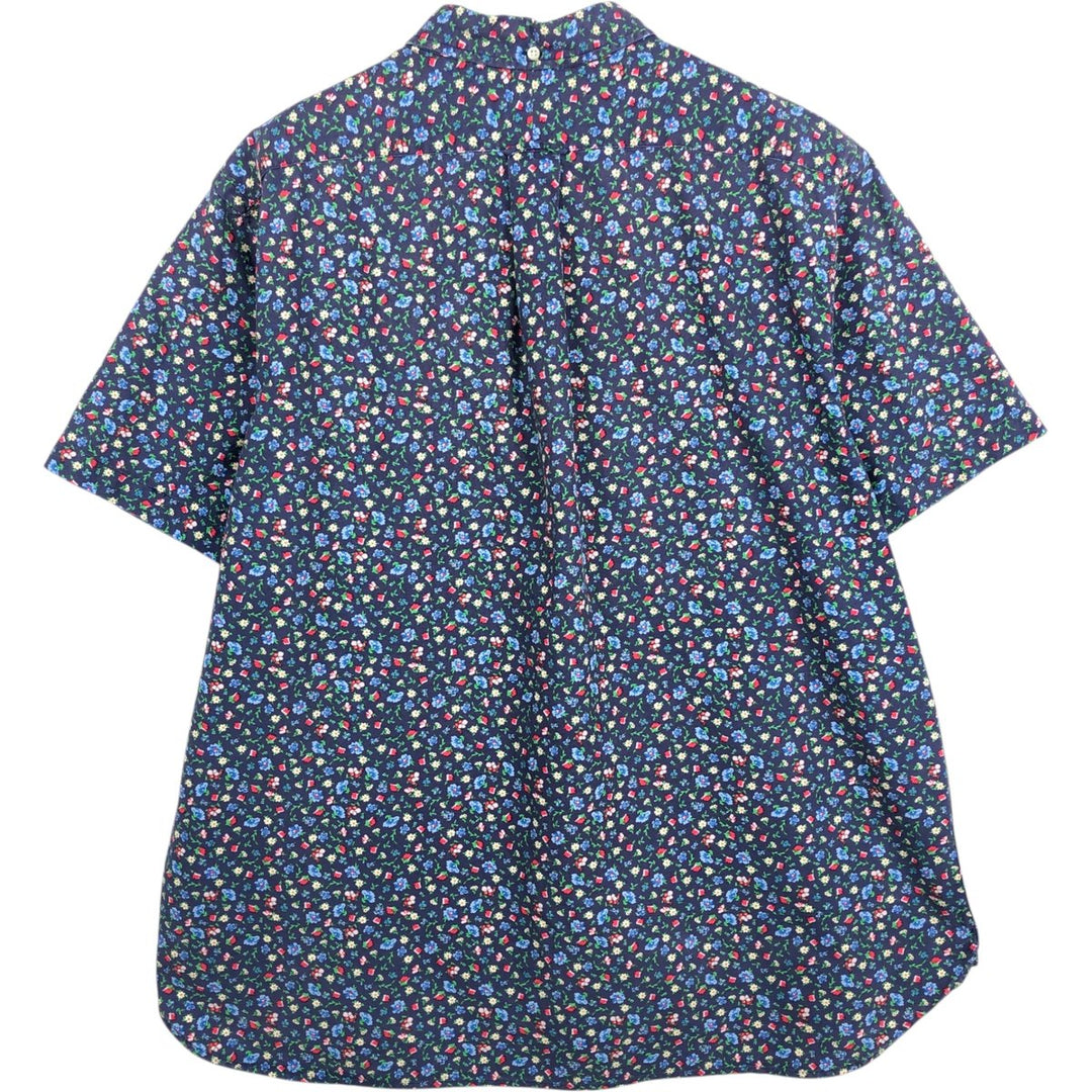 Ralph Lauren RALPH LAUREN all-over floral print short-sleeved button-down shirt, men's size XL (approx.) cotton navy blue type Vintage Second Hand