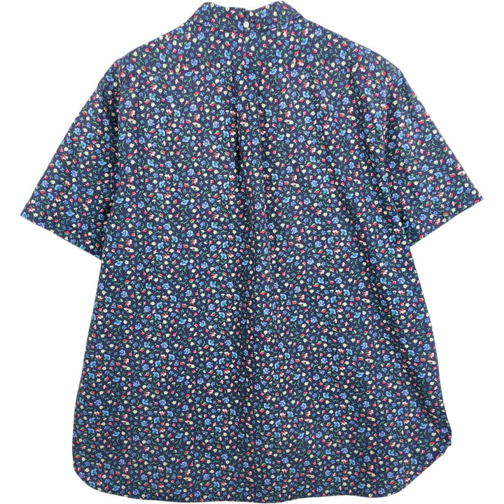 Ralph Lauren RALPH LAUREN all-over floral print short-sleeved button-down shirt, men's size XL (approx.) cotton navy blue type Vintage Second Hand