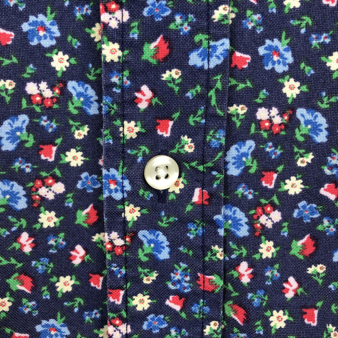 Ralph Lauren RALPH LAUREN all-over floral print short-sleeved button-down shirt, men's size XL (approx.) cotton navy blue type Vintage Second Hand