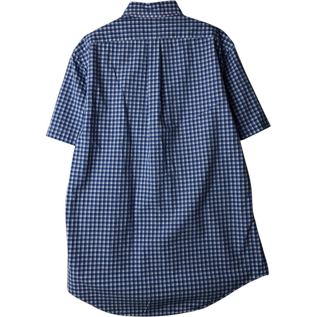 Ralph Lauren short sleeve button down check shirt, men's size M cotton blue type Vintage Second Hand