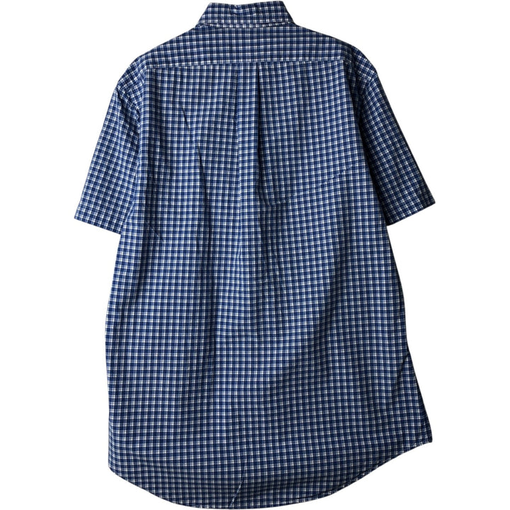Ralph Lauren short sleeve button down check shirt, men's size M cotton blue type Vintage Second Hand