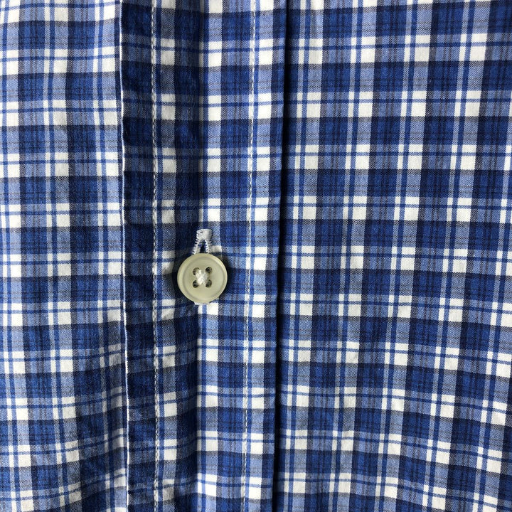 Ralph Lauren short sleeve button down check shirt, men's size M cotton blue type Vintage Second Hand