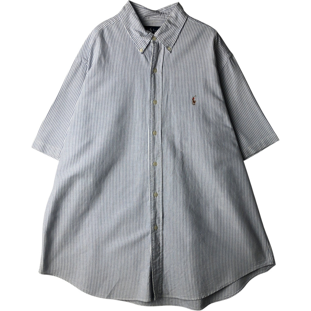 Ralph Lauren Classic Fit Short Sleeve Button Down Striped Shirt Men's XL cotton white type Vintage Second Hand