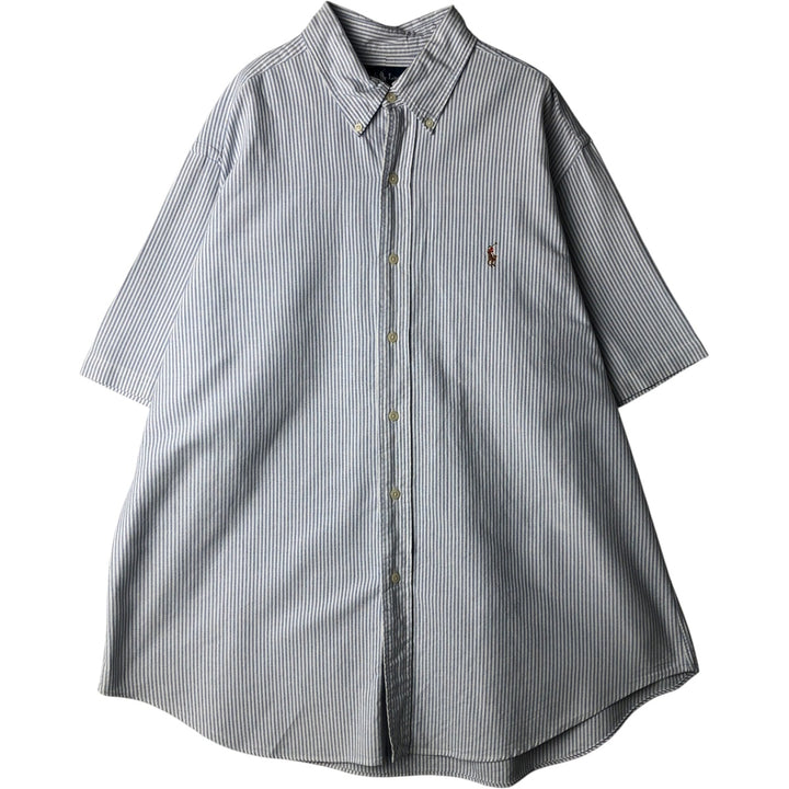 Ralph Lauren Classic Fit Short Sleeve Button Down Striped Shirt Men's XL cotton white type Vintage Second Hand