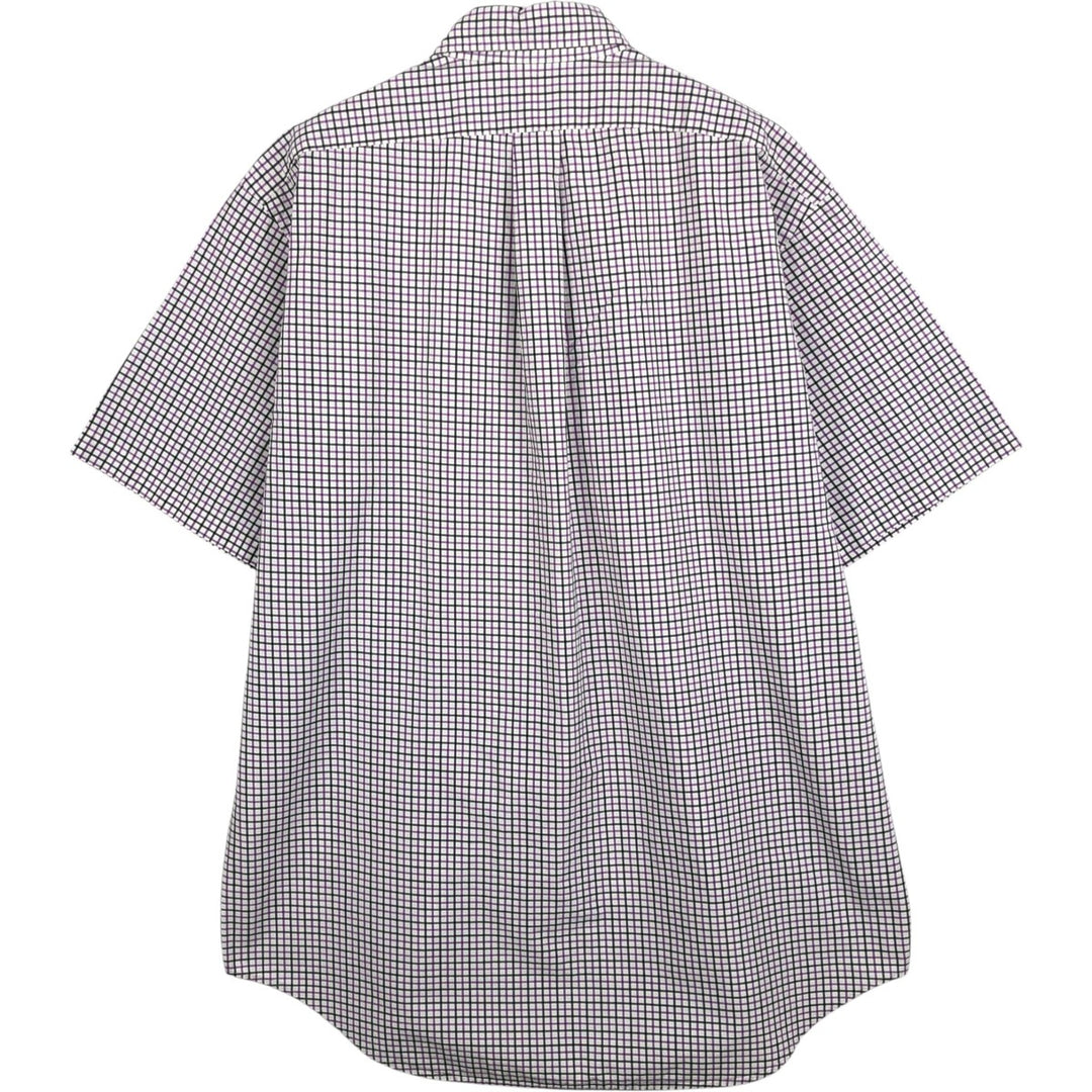 Ralph Lauren Classic Fit Short Sleeve Button Down Check Shirt Men's Size L cotton purple type Vintage Second Hand
