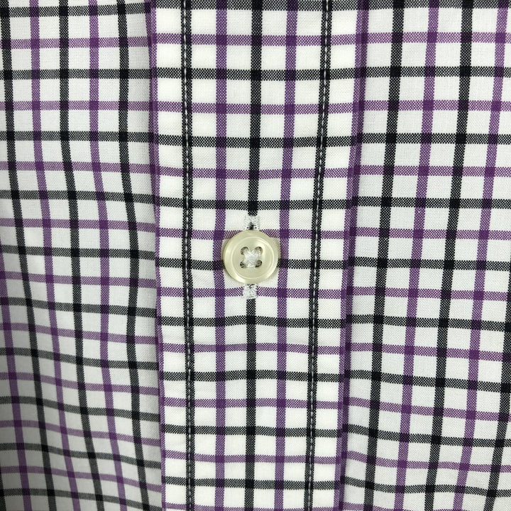 Ralph Lauren Classic Fit Short Sleeve Button Down Check Shirt Men's Size L cotton purple type Vintage Second Hand