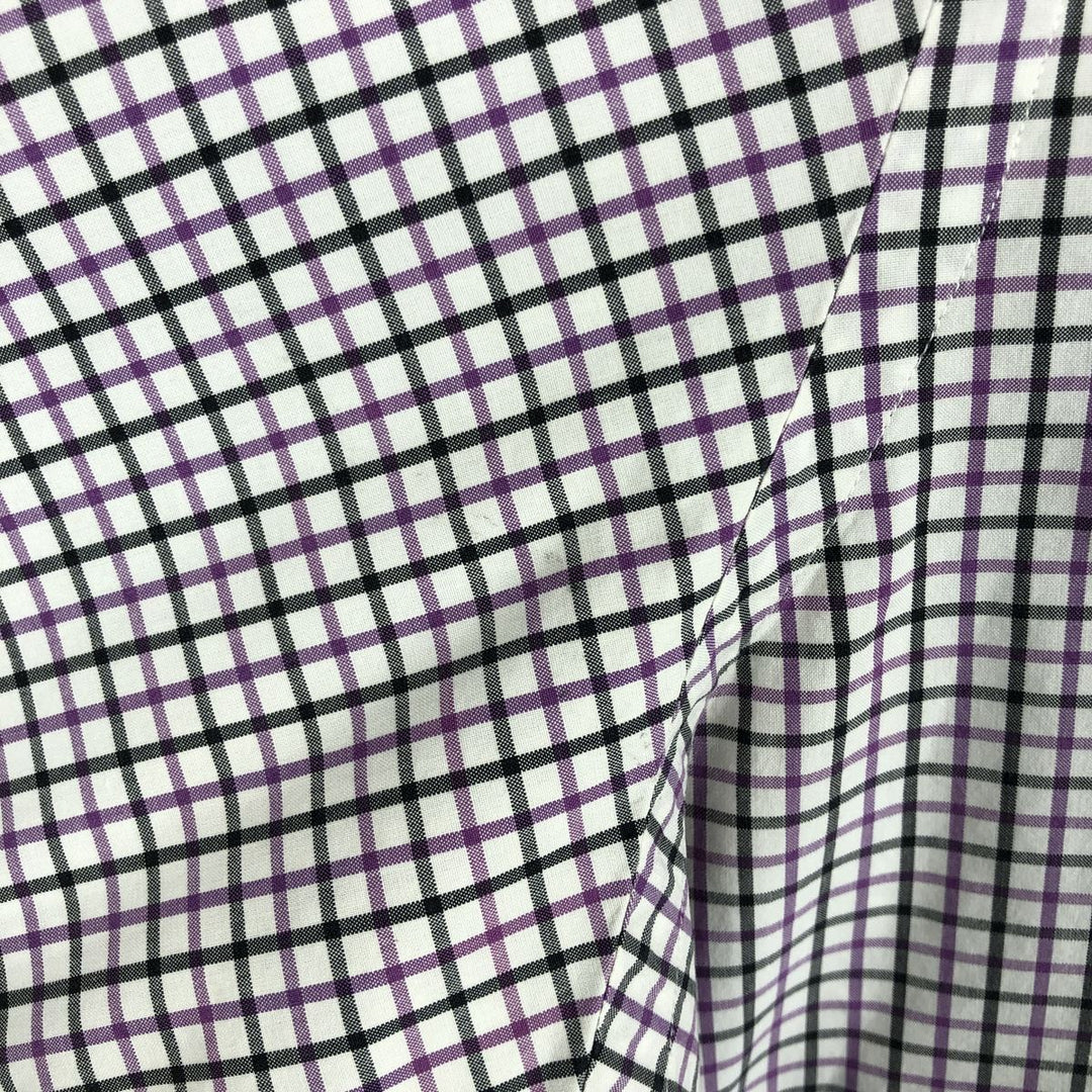 Ralph Lauren Classic Fit Short Sleeve Button Down Check Shirt Men's Size L cotton purple type Vintage Second Hand