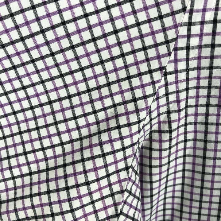 Ralph Lauren Classic Fit Short Sleeve Button Down Check Shirt Men's Size L cotton purple type Vintage Second Hand