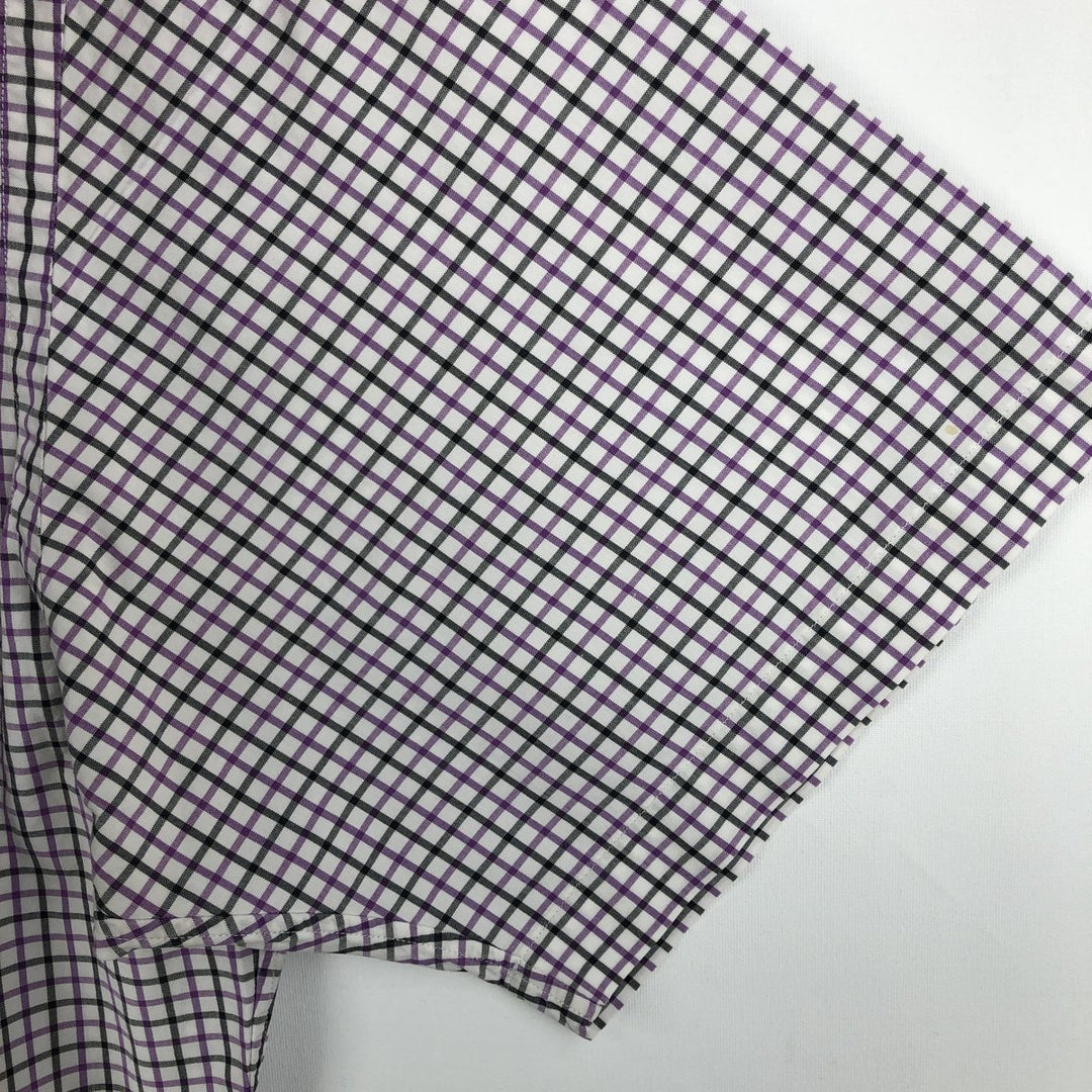 Ralph Lauren Classic Fit Short Sleeve Button Down Check Shirt Men's Size L cotton purple type Vintage Second Hand