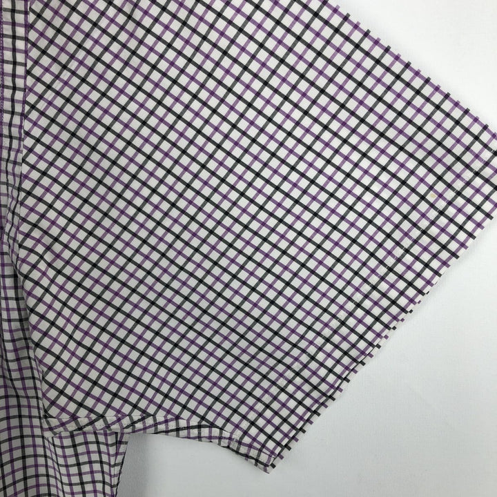 Ralph Lauren Classic Fit Short Sleeve Button Down Check Shirt Men's Size L cotton purple type Vintage Second Hand