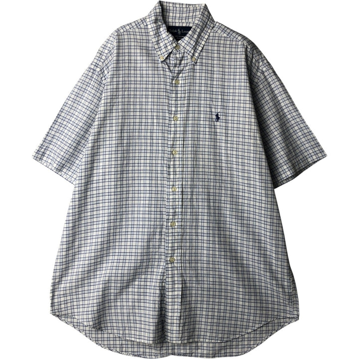 Ralph Lauren BLAKE short sleeve button down check shirt, men's size M cotton white type Vintage Second Hand