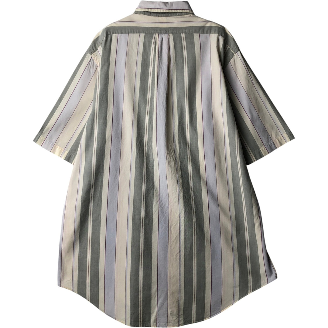 Ralph Lauren Classic Fit Short Sleeve Button Down Striped Shirt Men's Size L cotton Khaki type sage green Vintage Second Hand