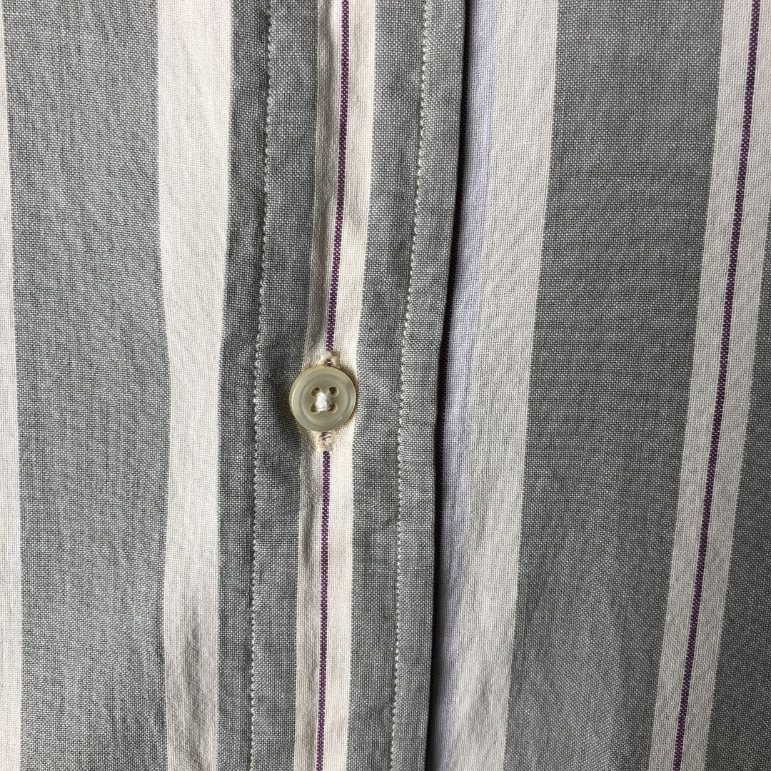 Ralph Lauren Classic Fit Short Sleeve Button Down Striped Shirt Men's Size L cotton Khaki type sage green Vintage Second Hand