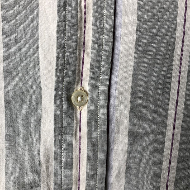 Ralph Lauren Classic Fit Short Sleeve Button Down Striped Shirt Men's Size L cotton Khaki type sage green Vintage Second Hand
