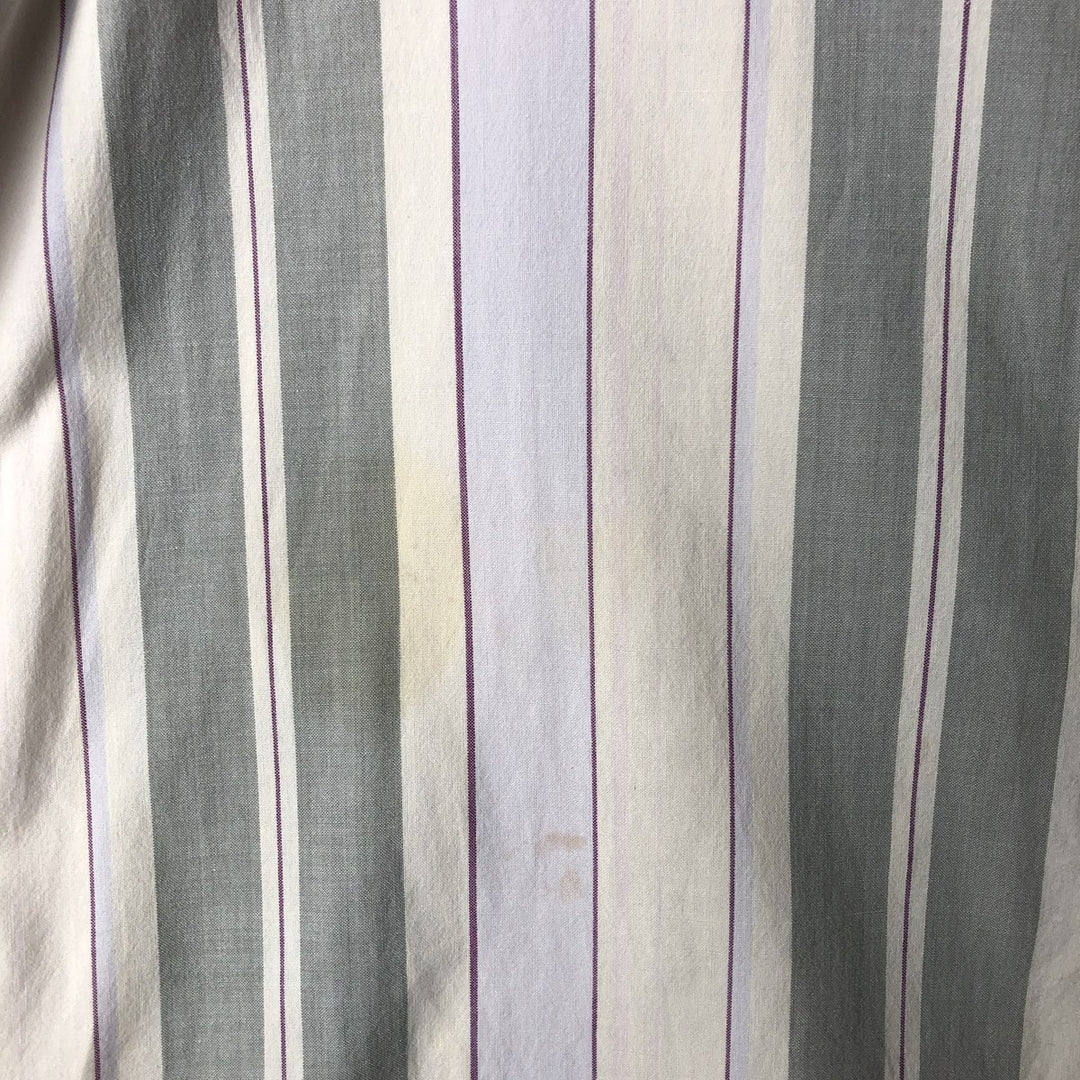 Ralph Lauren Classic Fit Short Sleeve Button Down Striped Shirt Men's Size L cotton Khaki type sage green Vintage Second Hand