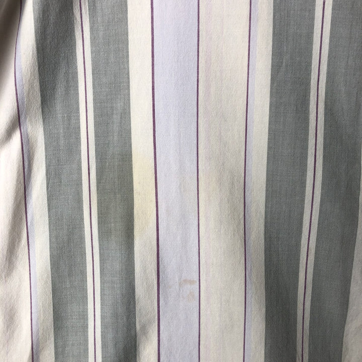 Ralph Lauren Classic Fit Short Sleeve Button Down Striped Shirt Men's Size L cotton Khaki type sage green Vintage Second Hand