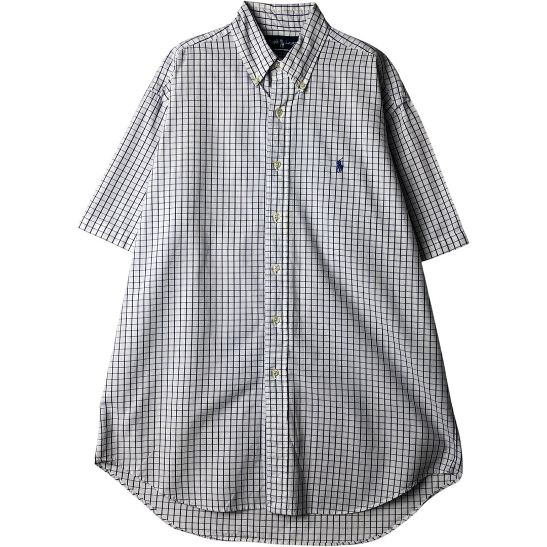 Ralph Lauren BLAKE short sleeve button down check shirt, men's size M cotton white type Vintage Second Hand