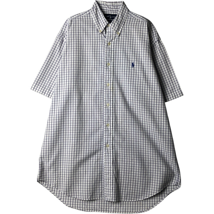 Ralph Lauren BLAKE short sleeve button down check shirt, men's size M cotton white type Vintage Second Hand
