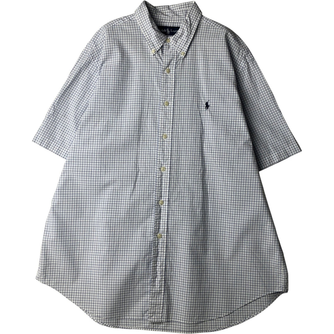 Ralph Lauren Classic Fit short sleeve button down check shirt, men's size XL cotton white type Vintage Second Hand