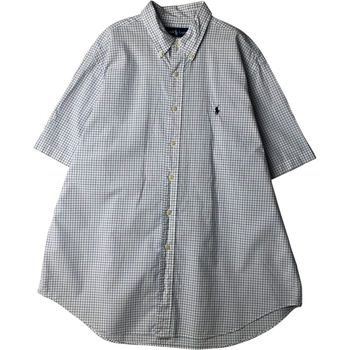 Ralph Lauren Classic Fit short sleeve button down check shirt, men's size XL cotton white type Vintage Second Hand