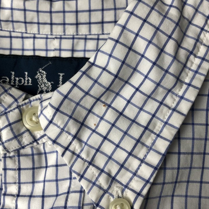 Ralph Lauren Classic Fit short sleeve button down check shirt, men's size XL cotton white type Vintage Second Hand