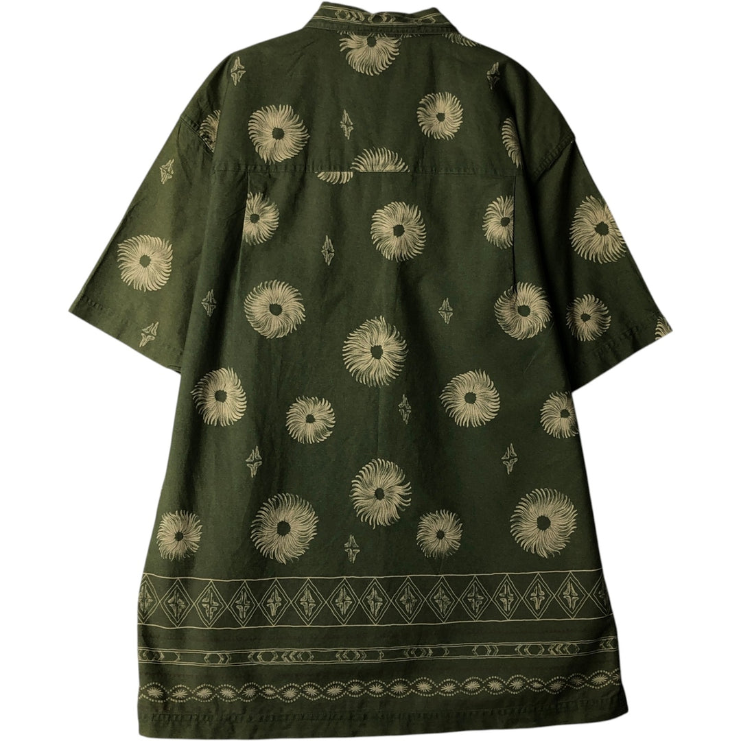 Ralph Lauren CHAPS all-over print short-sleeved open-collar cotton shirt, men's size M (approx.) cotton green type Vintage Second Hand