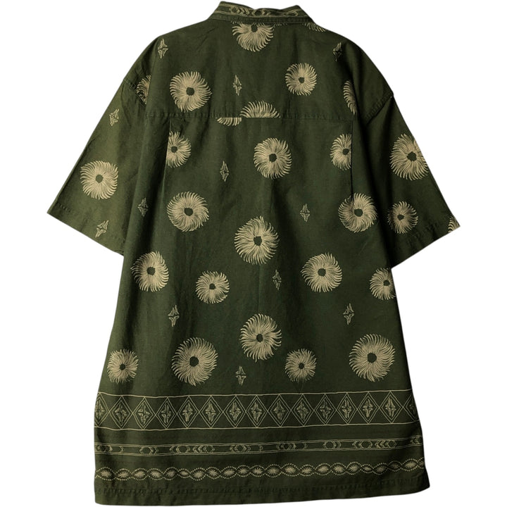 Ralph Lauren CHAPS all-over print short-sleeved open-collar cotton shirt, men's size M (approx.) cotton green type Vintage Second Hand
