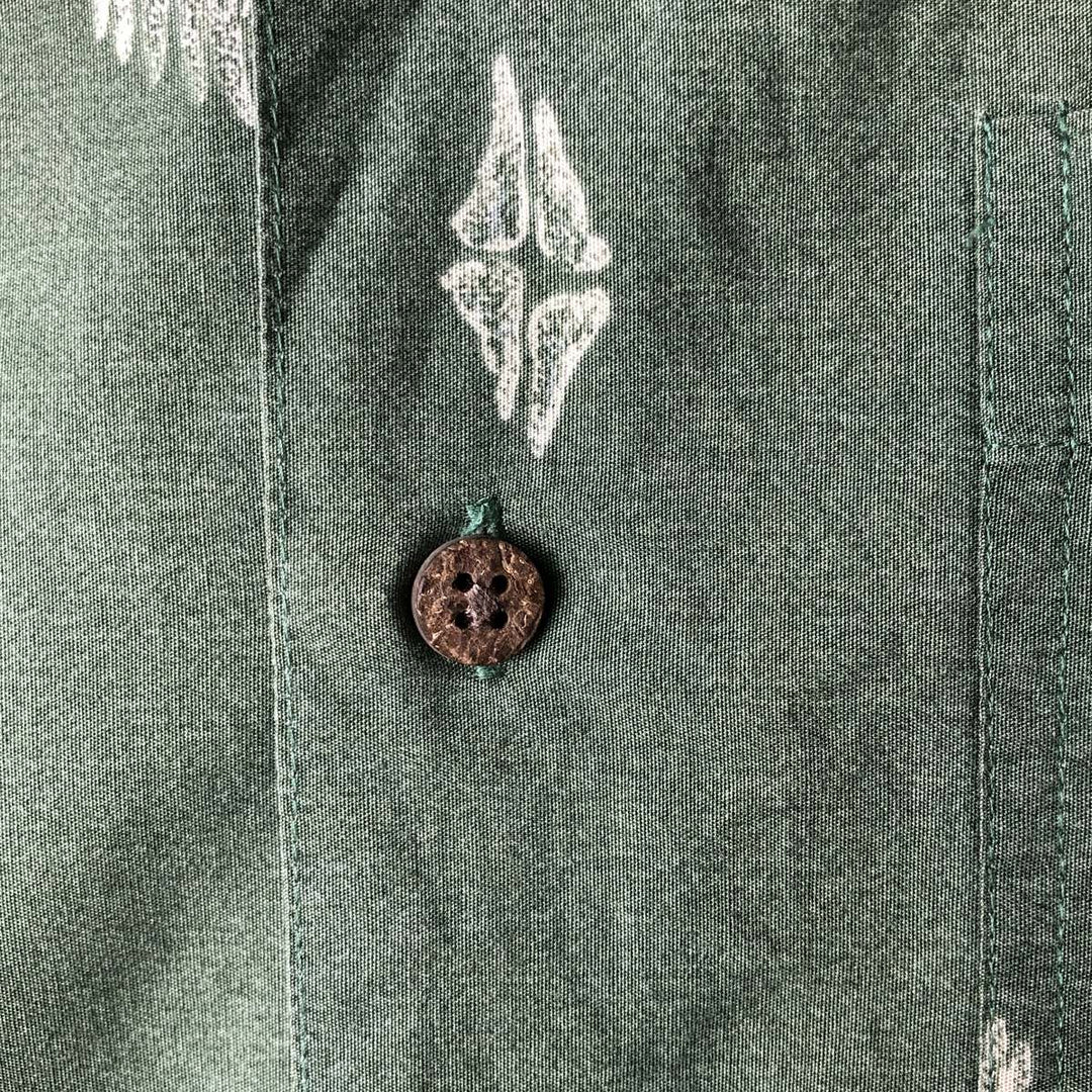 Ralph Lauren CHAPS all-over print short-sleeved open-collar cotton shirt, men's size M (approx.) cotton green type Vintage Second Hand