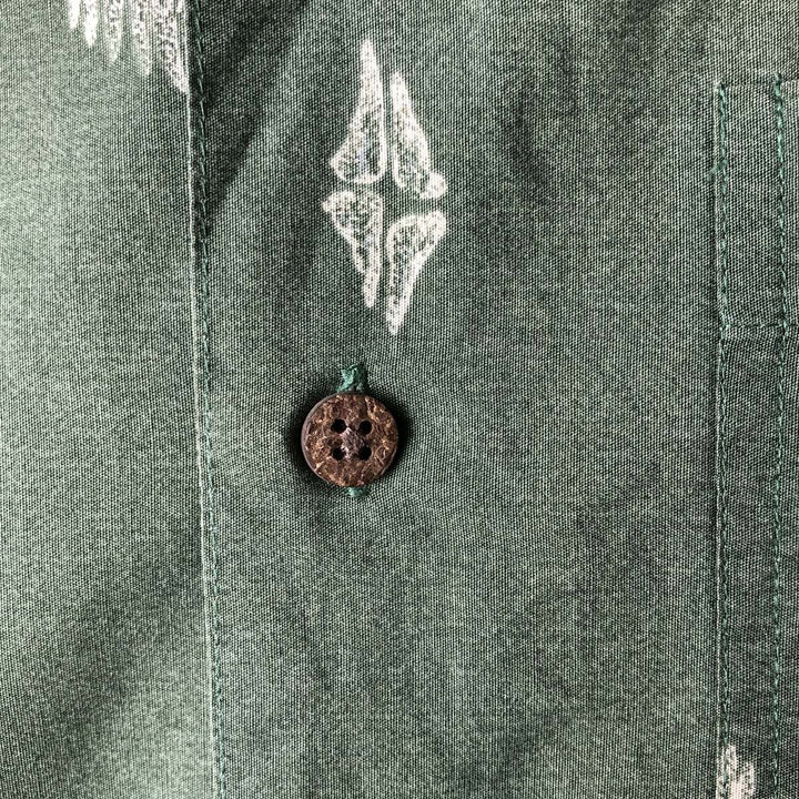 Ralph Lauren CHAPS all-over print short-sleeved open-collar cotton shirt, men's size M (approx.) cotton green type Vintage Second Hand