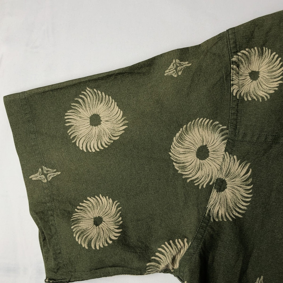 Ralph Lauren CHAPS all-over print short-sleeved open-collar cotton shirt, men's size M (approx.) cotton green type Vintage Second Hand