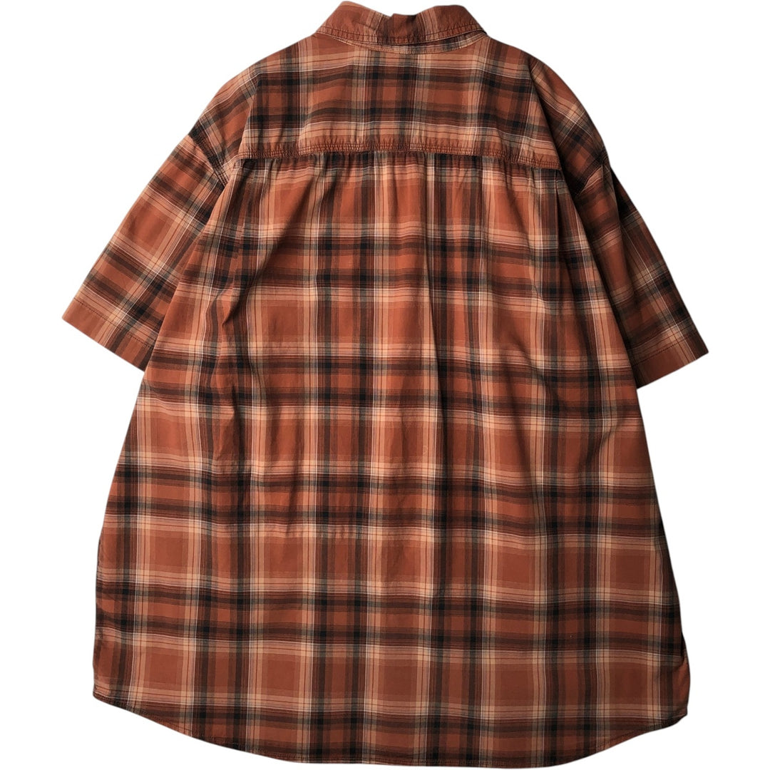 Carhartt Relaxed Fit Check Pattern Flap Pocket Pearl Snap Button Short Sleeve Work Shirt (Men's XXL equivalent) cotton red type Vintage Second Hand