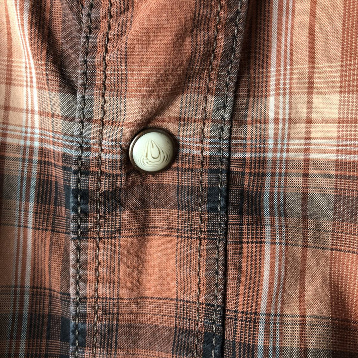 Carhartt Relaxed Fit Check Pattern Flap Pocket Pearl Snap Button Short Sleeve Work Shirt (Men's XXL equivalent) cotton red type Vintage Second Hand
