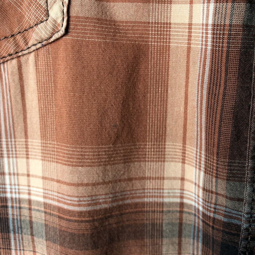 Carhartt Relaxed Fit Check Pattern Flap Pocket Pearl Snap Button Short Sleeve Work Shirt (Men's XXL equivalent) cotton red type Vintage Second Hand