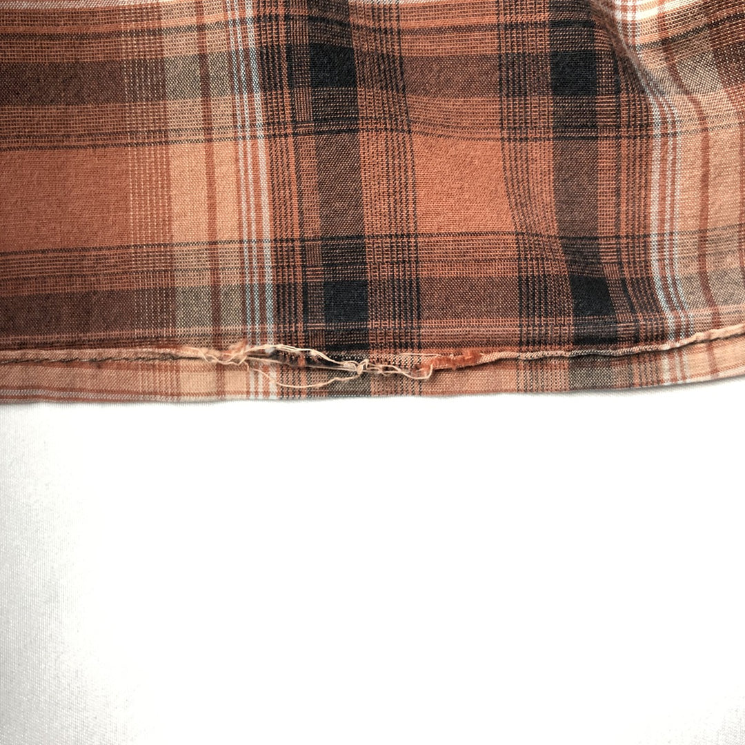 Carhartt Relaxed Fit Check Pattern Flap Pocket Pearl Snap Button Short Sleeve Work Shirt (Men's XXL equivalent) cotton red type Vintage Second Hand