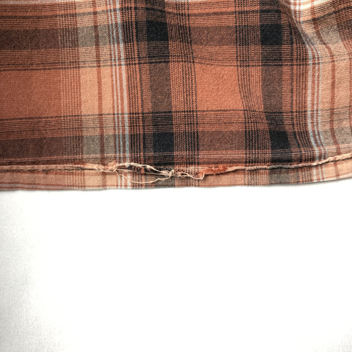 Carhartt Relaxed Fit Check Pattern Flap Pocket Pearl Snap Button Short Sleeve Work Shirt (Men's XXL equivalent) cotton red type Vintage Second Hand