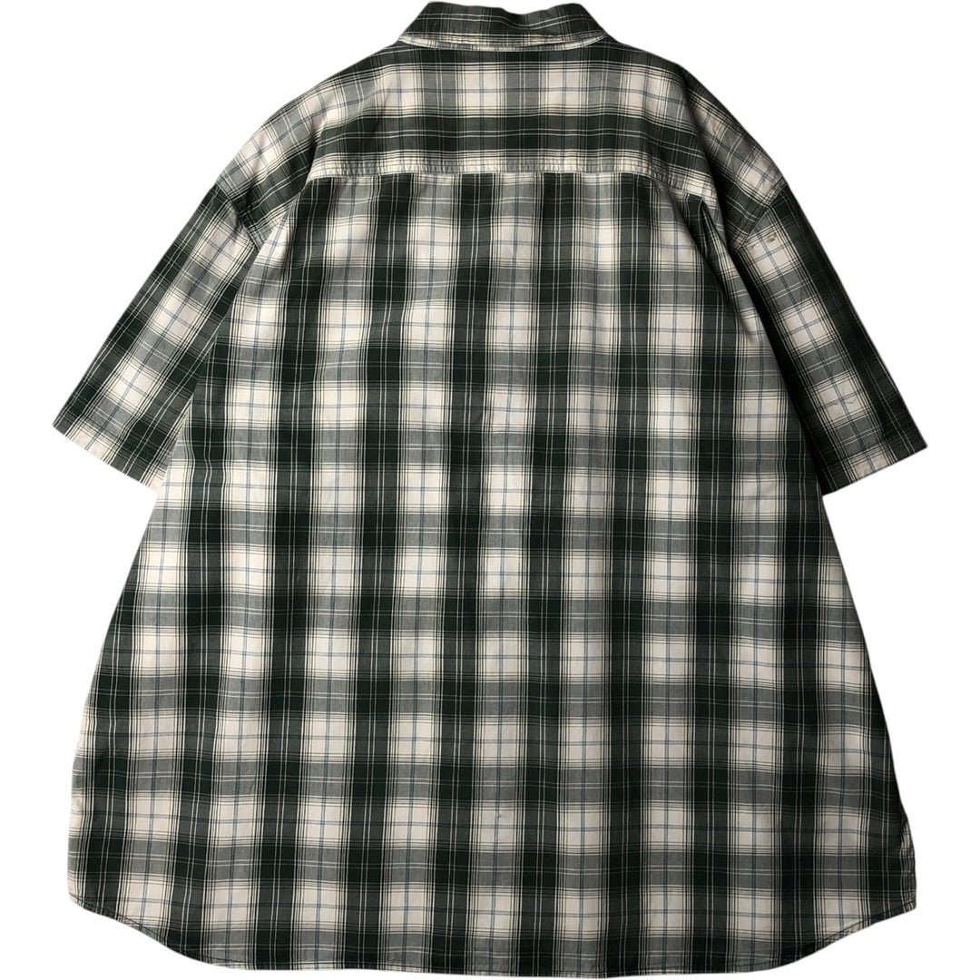 Carhartt Relaxed Fit Check Pattern Button-Down Short-Sleeve Work Shirt, Men's Size XXXL (approx.) cotton pale white type Vintage Second Hand
