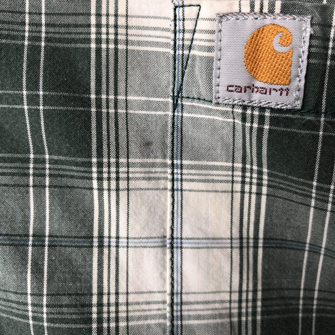 Carhartt Relaxed Fit Check Pattern Button-Down Short-Sleeve Work Shirt, Men's Size XXXL (approx.) cotton pale white type Vintage Second Hand
