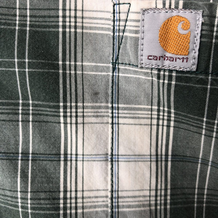 Carhartt Relaxed Fit Check Pattern Button-Down Short-Sleeve Work Shirt, Men's Size XXXL (approx.) cotton pale white type Vintage Second Hand