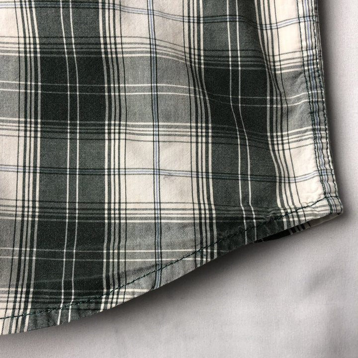 Carhartt Relaxed Fit Check Pattern Button-Down Short-Sleeve Work Shirt, Men's Size XXXL (approx.) cotton pale white type Vintage Second Hand