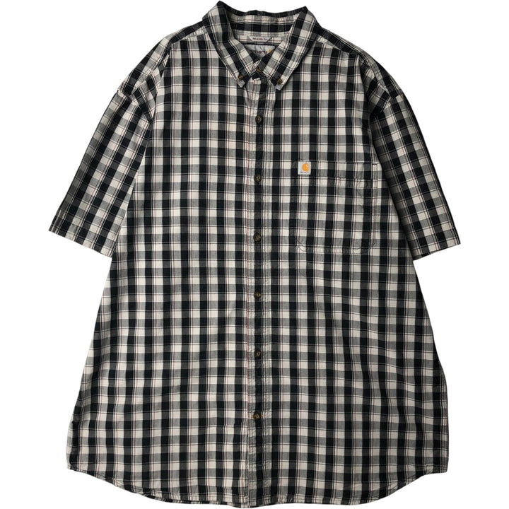 Carhartt Relaxed Fit Check Pattern Short-Sleeve Work Shirt, Men's Size XL (equivalent), Button-Down cotton white type Vintage Second Hand