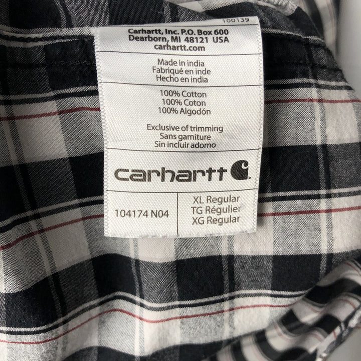 Carhartt Relaxed Fit Check Pattern Short-Sleeve Work Shirt, Men's Size XL (equivalent), Button-Down cotton white type Vintage Second Hand
