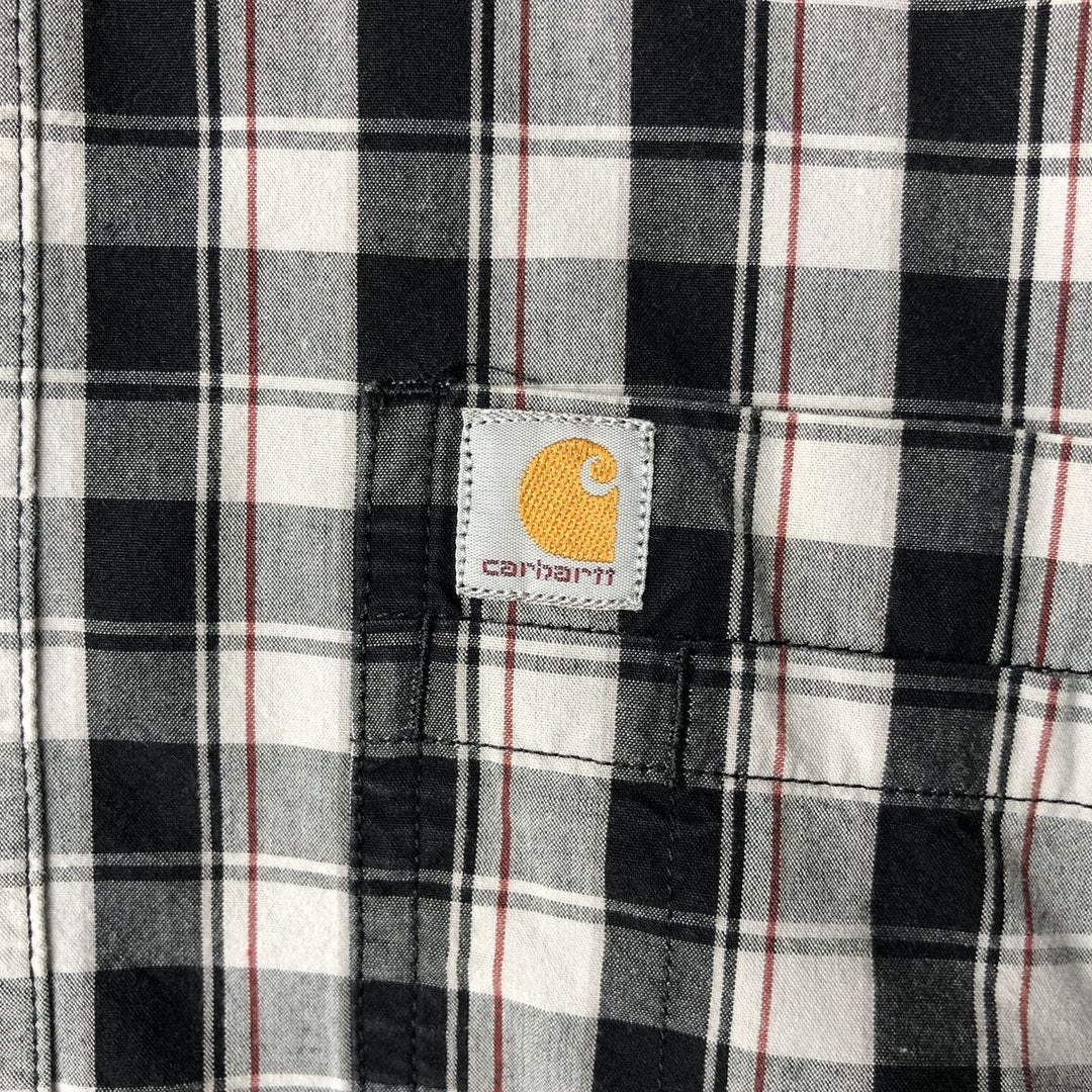 Carhartt Relaxed Fit Check Pattern Short-Sleeve Work Shirt, Men's Size XL (equivalent), Button-Down cotton white type Vintage Second Hand