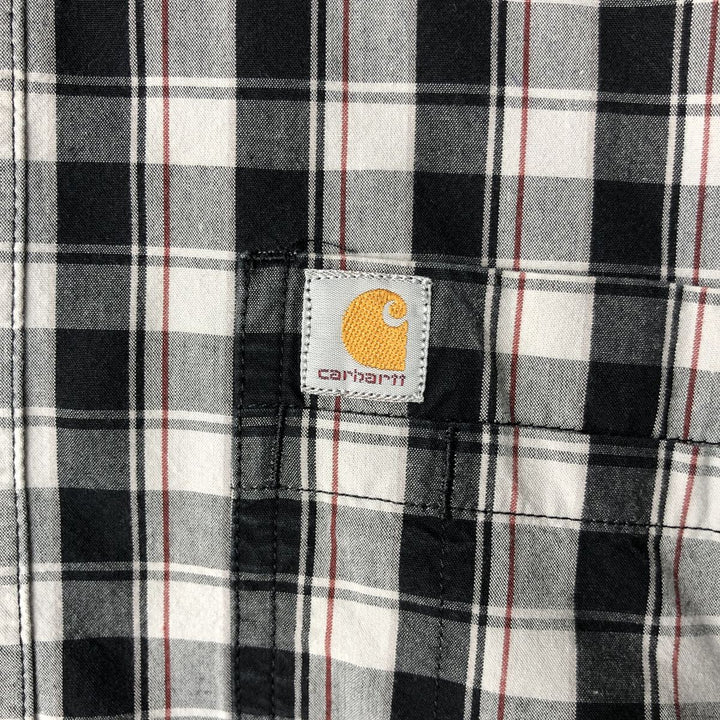 Carhartt Relaxed Fit Check Pattern Short-Sleeve Work Shirt, Men's Size XL (equivalent), Button-Down cotton white type Vintage Second Hand