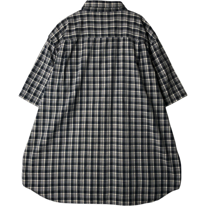 Carhartt Relaxed Fit Check Pattern Button-Down Flap Pocket Short-Sleeve Work Shirt (Men's XL equivalent) cotton navy blue type Vintage Second Hand