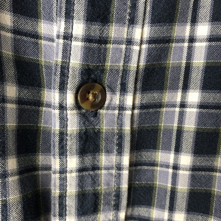 Carhartt Relaxed Fit Check Pattern Button-Down Flap Pocket Short-Sleeve Work Shirt (Men's XL equivalent) cotton navy blue type Vintage Second Hand