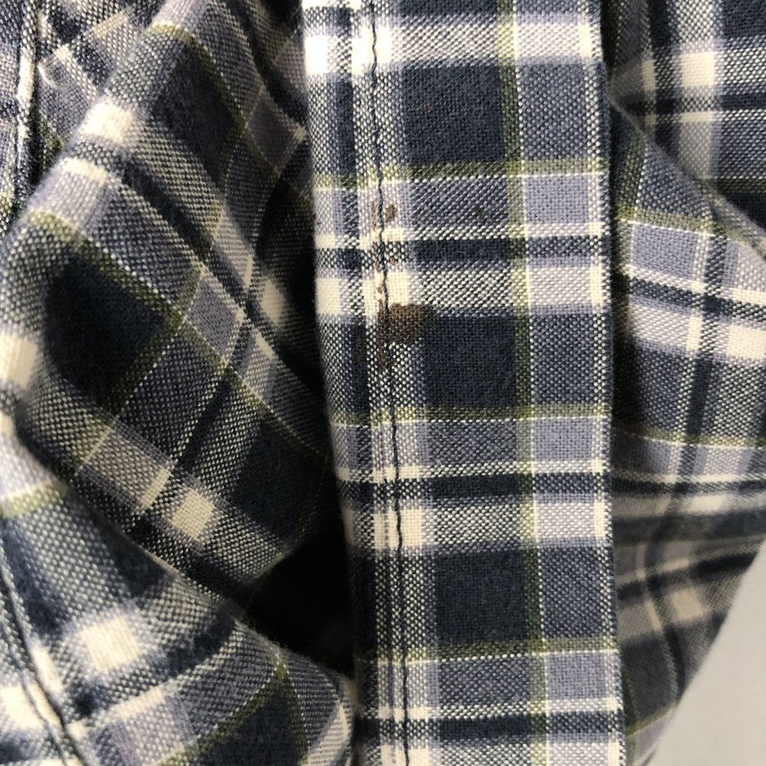 Carhartt Relaxed Fit Check Pattern Button-Down Flap Pocket Short-Sleeve Work Shirt (Men's XL equivalent) cotton navy blue type Vintage Second Hand