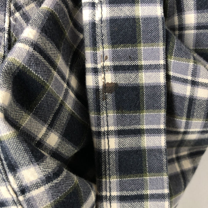 Carhartt Relaxed Fit Check Pattern Button-Down Flap Pocket Short-Sleeve Work Shirt (Men's XL equivalent) cotton navy blue type Vintage Second Hand