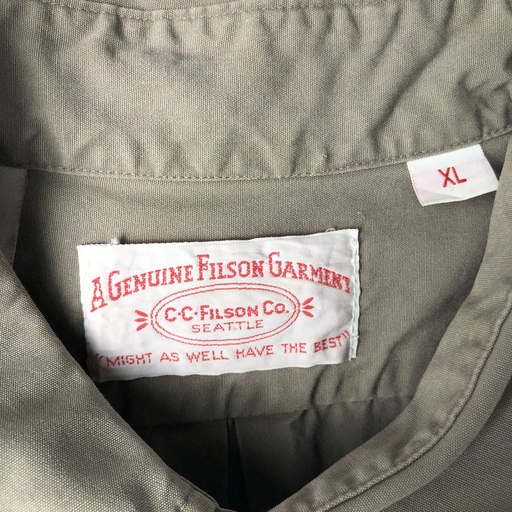 Filson short-sleeved work shirt, made in the USA, men's size XL equivalent, regular collar, flap pockets. cotton Khaki type brown Vintage Second Hand